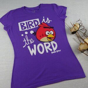 Clearance💎5/$25 Angry Birds Purple T shirt Graphic Tee Juniors Large